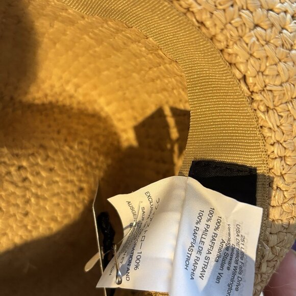 J. Crew Women's Packable Straw Hat F1722 Size S-M Black Ribbon Travel Resort NWT - Picture 12 of 13